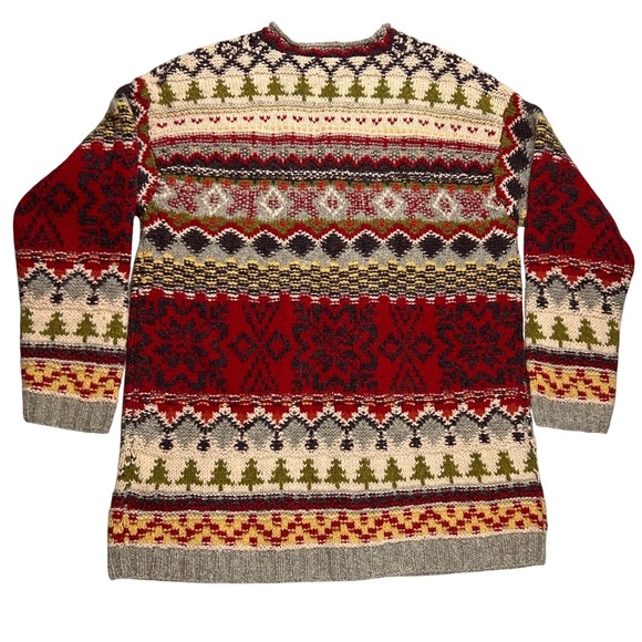 Limited Handknit Sweater Womens M Fair Isle Christmas Cabincore Nordic Wool VTG - Picture 7 of 9